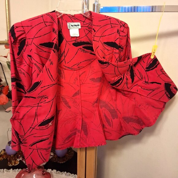 Vintage Nu-Mode Women's Well Tailored Pink Black Printed 3/4 Sleeve Jacket 8 - Picture 9 of 11